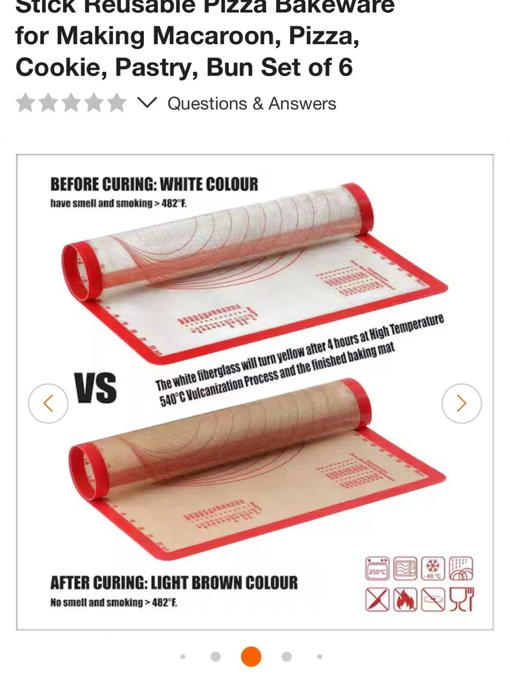 Red and Cream Silicone Baking Mat Set with Nonstick Surface